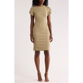 Calvin Klein Tulip Sleeve Sheath Dress in Light Olive at Nordstrom Rack, Size 12
