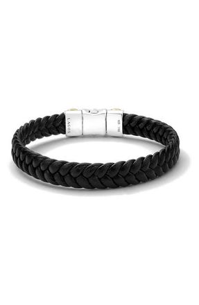 Lagos Anthem Woven Leather Bracelet in Silver at Nordstrom, Size 8
