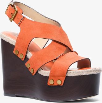 Michael Kors Raven Studded Suede Wedge Sandal
