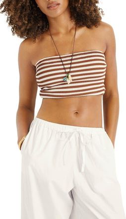 Vitamin A Nala Bandeau Bikini Top in Red Ochre Stripe at Nordstrom, Size X-Large