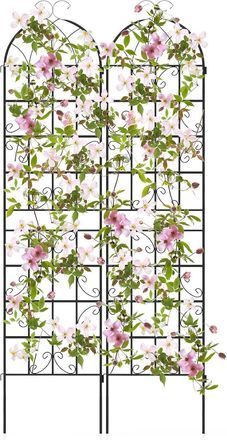 Costway Costway - Set De 2 Enrejados De Jard&iacute;n De Metal, 220x50cm, Enrejado Decorativo Exterior Para Plantas Trepadoras, Flores, Verduras, Valla Inoxidable Pa