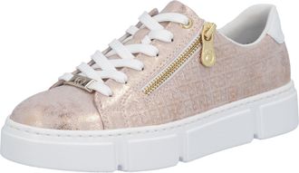Rieker Plateausneaker RIEKER, Damen, Gr. 36, rosa (ros&eacute;goldfarben, wei&szlig;), Lederimitat, metallic, Schuhe Plateausneaker, Freizeitschuh, Halbschuh, Schn&uuml;rschuh