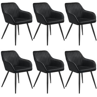 TecTake Dining Chair Marilyn Set Of 6 - Black/Black in Black | Size: 6 Pack