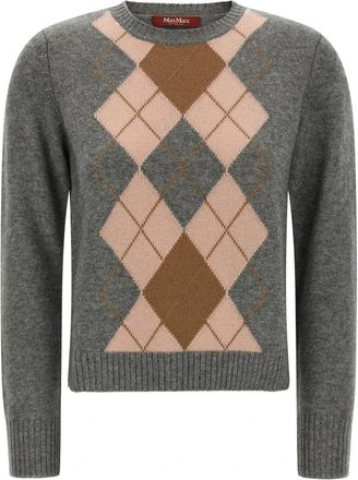 Max Mara Faraone Trui - Dames - Ronde hals truien - Grijs - S - Wol - Truien & Vesten