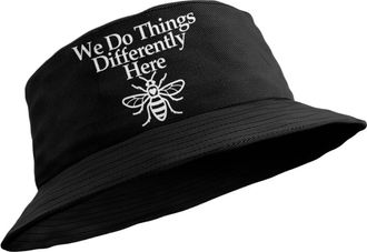 Generic Manchester Bee Bucket Hat We Do Things Differently Here (UK, Alpha, L, Black)