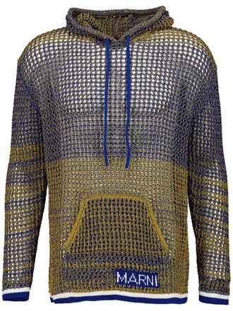 Marni two-tone hoodie - men - Cotton - 46 - Blue