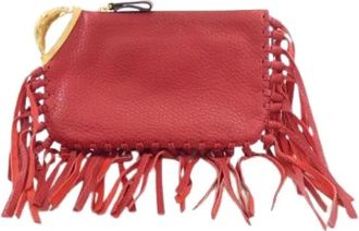 Valentino Pre-owned Clutches, female, Red, Size: ONE SIZE Pre-owned Leather Clutch