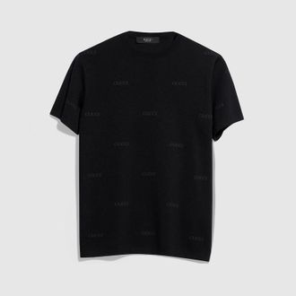 Gucci Wool Silk Gucci Jacquard T-shirt, Size XXXL, Black