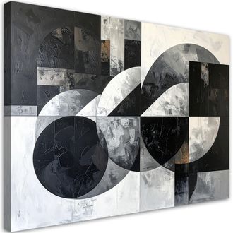 Feeby Impresi&oacute;n De Imagen, Abstracci&oacute;n C&iacute;rculos Formas Negro Blanco, 120x80