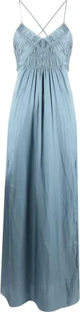 Zadig&Voltaire flared-detail sleeveless midi dress - women - Polyester - L - Blue