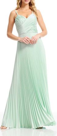 Dress The Population Pleated Satin Gown in Mint at Nordstrom, Size Xx-Large