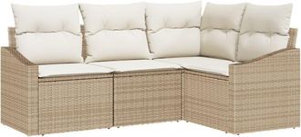 vidaXL Garden Dining Set with Cushion with Storage 4 pcs Beige, Cream Vidaxl