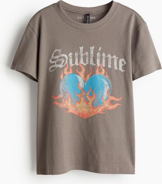 H&M T-Shirt mit Print - Beige