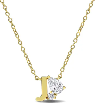 Mimi & Max 3/4ct TGW Created White Sapphire Q Initial Necklace Yellow Plated Sterling Silver