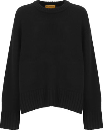Guest In Residence Black Cashmere Side Slit Crewneck Sweater