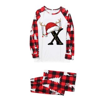 Generic Christmas Pyjamas Couple,Matching Christmas Pjs for Family A-Z Letters Xmas Matching Pyjamas Set for Family Sleepwear Loungewear Nightwear