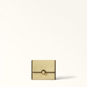 Furla Sfera Compact Wallet S Cremino Yellow Bicolor Sidney Calf Leather Woman