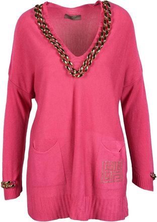 Gil Santucci Fuchsia Chain Polyester-Blend Sweater