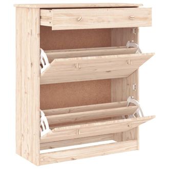 Berkfield Home Shoe Cabinet ALTA 77x35x96 cm Solid Wood Pine in Natural | Size: 77 x 35 x 96 cm