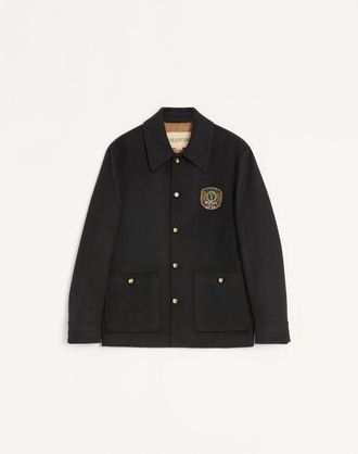 Valentino Giacca Valentino In Lana E Cashmere Con Valentino Patch Ricamato Uomo NERO 52