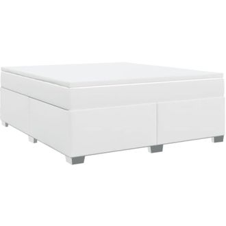 vidaXL Vidaxl - Cama Box Spring Con Colch&oacute;n Cuero Sint&eacute;tico Blanco 180x200 Cm