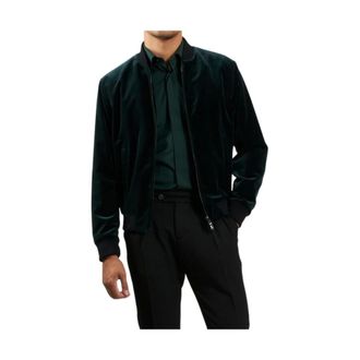 HUGO BOSS Jassen, Heren, Zwart, L, Katoen, Velvet Bomber Jacket