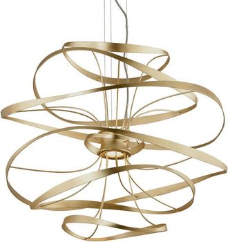 Hudson Valley Lighting Calligraphy Colgante 2 Luces Pan De Oro Inoxidable Pulido, Vidrio, 2700k