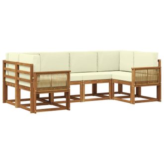 vidaXL Conjunto De Sof&aacute;s De Exterior Con Coj&iacute;n 6 Pcs Natural Y Crema Vidaxl