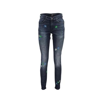 Desigual Floral Skinny Jeans - Dames - Jeans - Blauw - Maat: 3XS Katoen