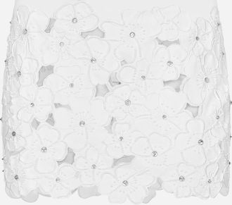 Dolce & Gabbana Cotton Miniskirt With Floral Embroidery And Rhinestone Embellishment - Woman Skirts White 40