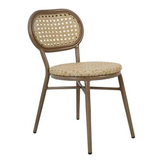 Oviala Silla de terraza de aluminio y rat&aacute;n sint&eacute;tico
