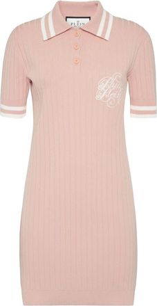 Philipp Plein Knit Polo Dress - Dames - Kleedjes - Roze - L - Polyester - Kleedjes