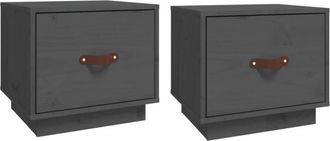 vidaXL Vidaxl - Bedside Cabinets 2 pcs Grey 40x34x35 cm Solid Wood Pine