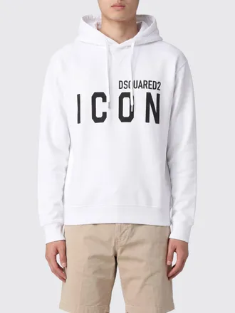Dsquared2 Felpa con cappuccio in cotone con logo a contrasto e coulisse