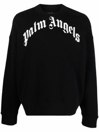 Palm Angels logo-print long-sleeve sweatshirt - Black