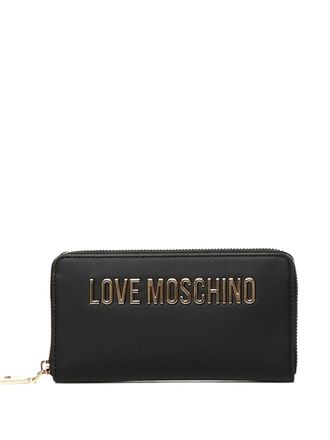 Love Moschino logo-plaque zip-around wallet - Black