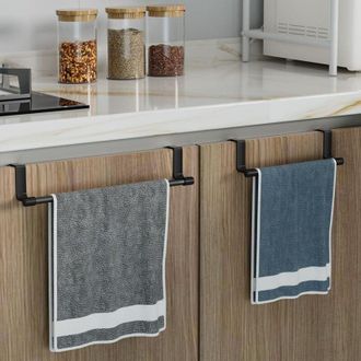 Elle Toallero Para Estante De Armario, Metal Negro, Juego De 2, Para Cocina Y Ba&ntilde;o
