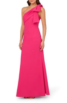 Adrianna Papell One-Shoulder Gown in Hot Pink at Nordstrom, Size 10