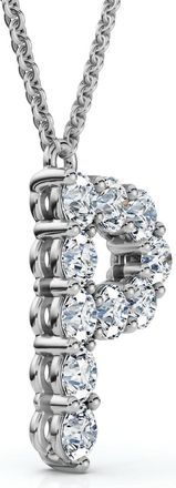 Pompeii3 1Ct Diamond Initial P Pendant 14k Gold 18 Necklace Lab Grown 5/8 Tall