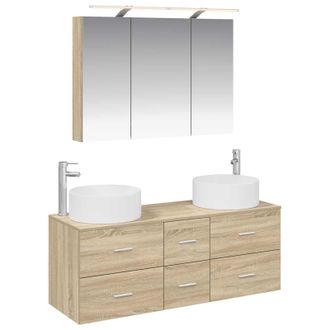 vidaXL Juego De Muebles De Ba&ntilde;o 4 Pcs Roble Sonoma Vidaxl