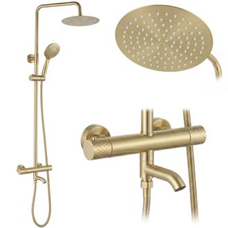 Rea Juego De Ducha Rea Lungo Diamond + Thermostat Brush Gold