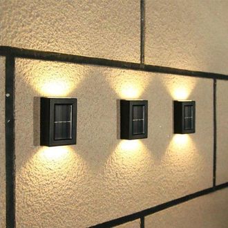 No Brand L&aacute;mpara Solar Para Valla - Juego De 2 Piezas - Alimentaci&oacute;n Solar - Aplique De Pared - Iluminaci&oacute;n Superior E Inferior - Resistente Al Agua - Luz Blan