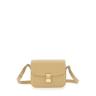 A.P.C. Grace Beige Small Crossbody Bag With Adjustable Shoulder Strap And Logo Plaque Closure On The Front In Leather Woman