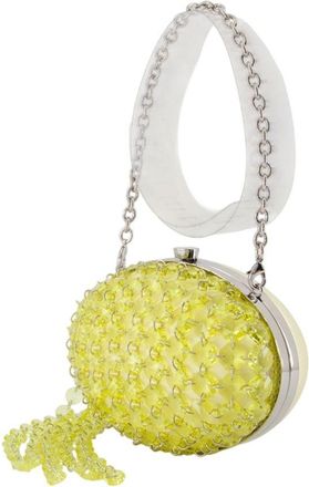 Self Portrait Womens Crystal-Embellished Clutch Yellow Synthetic