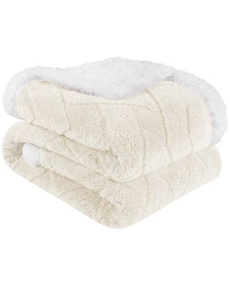 Superior Reversible Jacquard Lattice Fleece Plush Sherpa Blanket