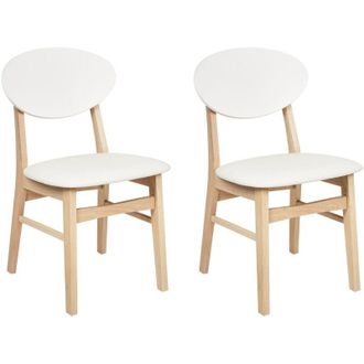 Beliani Set di 2 sedie da pranzo Seduta in ecopelle Struttura in legno chiaro e bianco sporco Amery