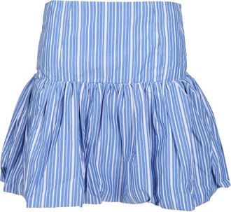 Ganni Gestreepte Katoenen Rok - Dames - Korte rokken - Blauw - XS - Katoen - Rokken