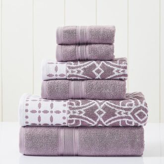 Modern Threads Yarn Dyed Jacquard/Solid Towel 6-Piece Set - Monore Blue in Orchid at Nordstrom Rack, Size 6 Piece Set
