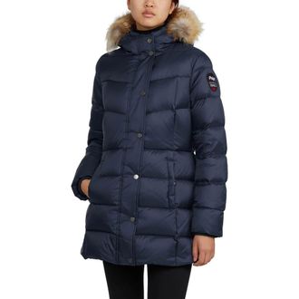 Pajar Roxy Quilted Puffer with Detachable Faux Fur Trim in Navy/crystal at Nordstrom, Size X-Large