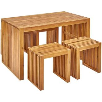 Beliani Set da pranzo da giardino 5 pezzi Tavolo e sgabelli per interni e per esterni in legno di acacia Bellano